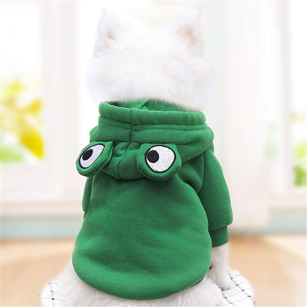 Dog Hoodie- Dog Basic Sweater Coat Cute Frog Shape Warm Jacket Pet Cold Weather Clothes Outfit Outerwear for Small Dogs Cats Puppy Small Animals（L） Animals & Pet Supplies > Pet Supplies > Dog Supplies > Dog Apparel MJEMS   