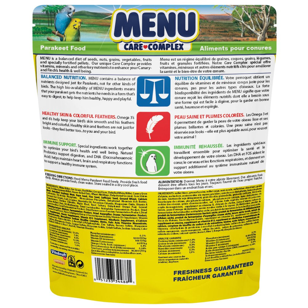 Vitakraft Menu Premium Parakeet Food - Vitamin-Fortified - Daily Pet Bird Food Animals & Pet Supplies > Pet Supplies > Bird Supplies > Bird Food Vitakraft Sun Seed   