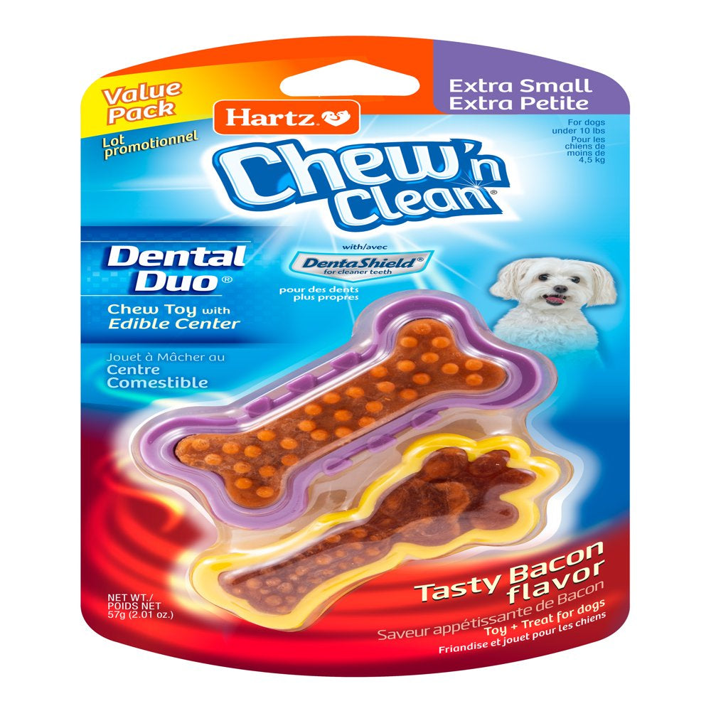 Hartz Chew 'N Clean Dental Duo Dog Toy, Large, Color May Vary Animals & Pet Supplies > Pet Supplies > Dog Supplies > Dog Toys Hartz XS  