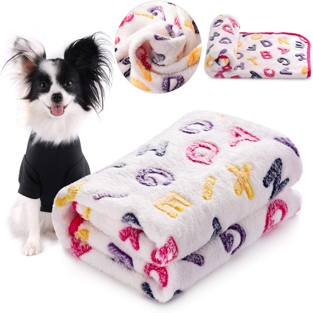 LUXMO 2 Pack Dog Cat Puppy Blanket Warm Soft Pet Blankets Sleep Mat Bed Cover with Paw Print for Dog Cat Puppy Kitten and Other Small Animals Animals & Pet Supplies > Pet Supplies > Cat Supplies > Cat Beds LUXMO PREMIUM   