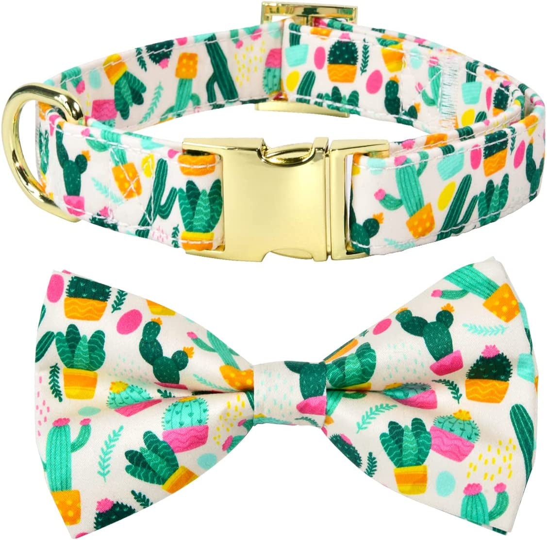 Shark Dog Bow Tie Dog Collar,Detachable Bowtie Accessory, Adjustable Collar for Small Medium Large Dogs Animals & Pet Supplies > Pet Supplies > Dog Supplies > Dog Apparel Watermelon Pet Cactus M (12 --20") 