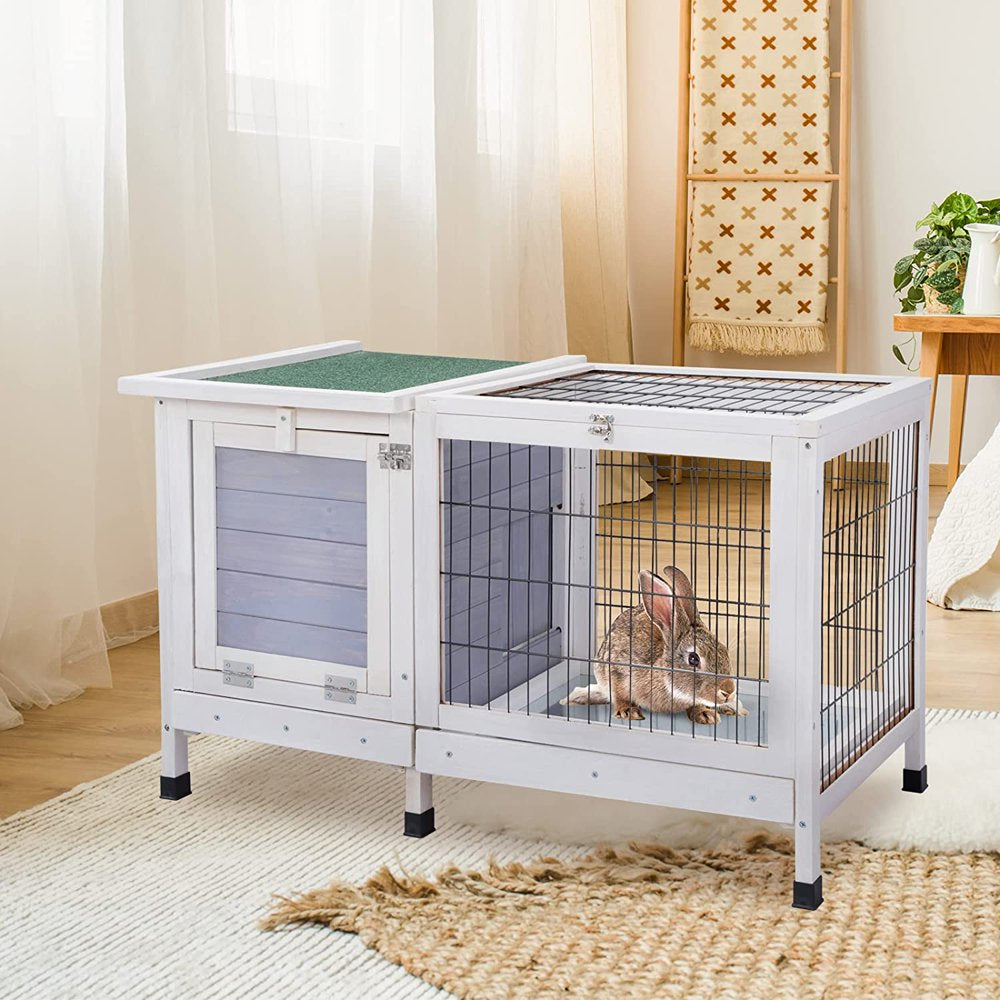Rabbit Hutch, Indoor Outdoor 2-Tier Wood Rabbit Hutch Bunny Cage with Pull Out Leak Proof Tray, Duplex Rabbit Shelter House Guinea Pig Cage Chicken Coop with Water Bottle, Orange Animals & Pet Supplies > Pet Supplies > Small Animal Supplies > Small Animal Habitats & Cages Syndesmos Z1  