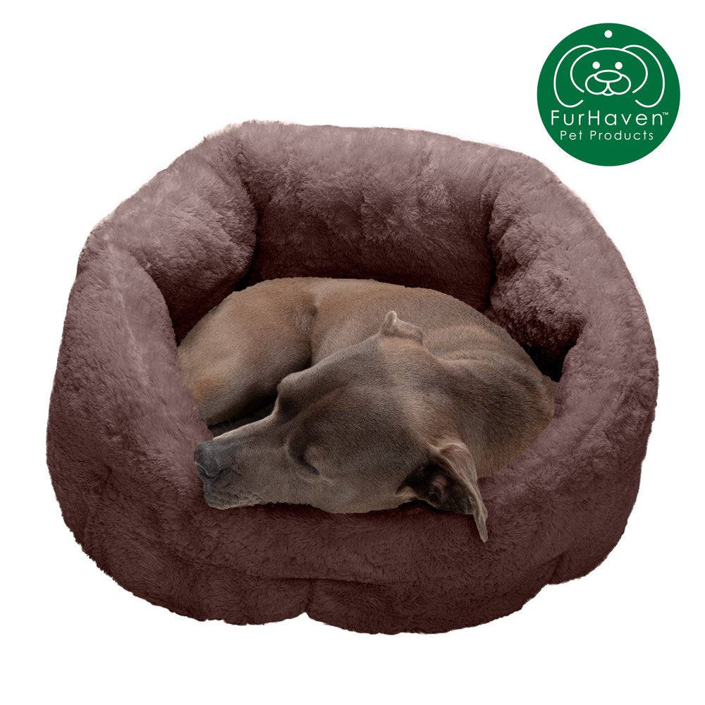 Furhaven | Luxe Fur Warming Hi-Lo Cuddler Bed for Dogs & Cats, Gray, Small Animals & Pet Supplies > Pet Supplies > Cat Supplies > Cat Beds FurHaven Pet M Sable Brown 