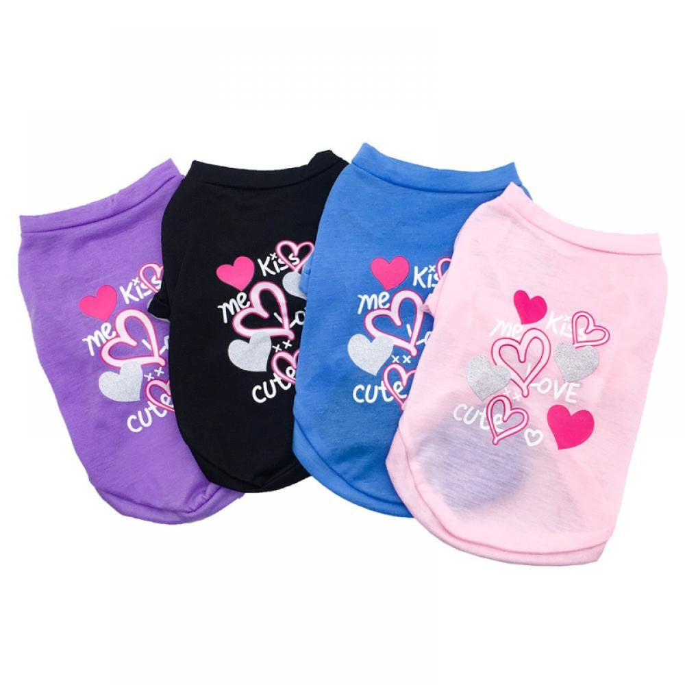 Pet Breathable Shirts Printed Puppy Shirts Pet Sweatshirt Cute Dog Apparel Puppy Dog Clothes Soft T-Shirt for Pet Dogs and Cats Animals & Pet Supplies > Pet Supplies > Cat Supplies > Cat Apparel Slopehill S 4 Colors 