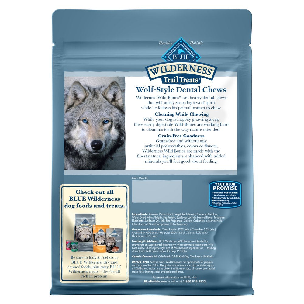 Blue Buffalo Wilderness Wild Bones Small Dental Treats for Adult Dogs, Grain-Free, 10 Oz. Bag Animals & Pet Supplies > Pet Supplies > Dog Supplies > Dog Treats Blue Buffalo   