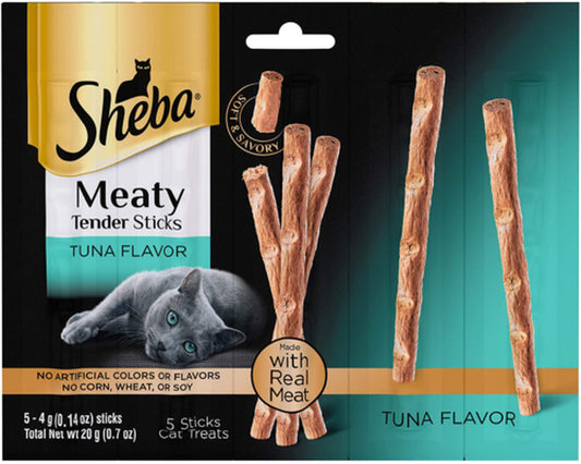 Sheba Meaty Tender Sticks Cat Treats with Tuna Flavor, Real Meat 0.7 Oz 10 Pck Animals & Pet Supplies > Pet Supplies > Cat Supplies > Cat Treats BRS HOME DECOR   