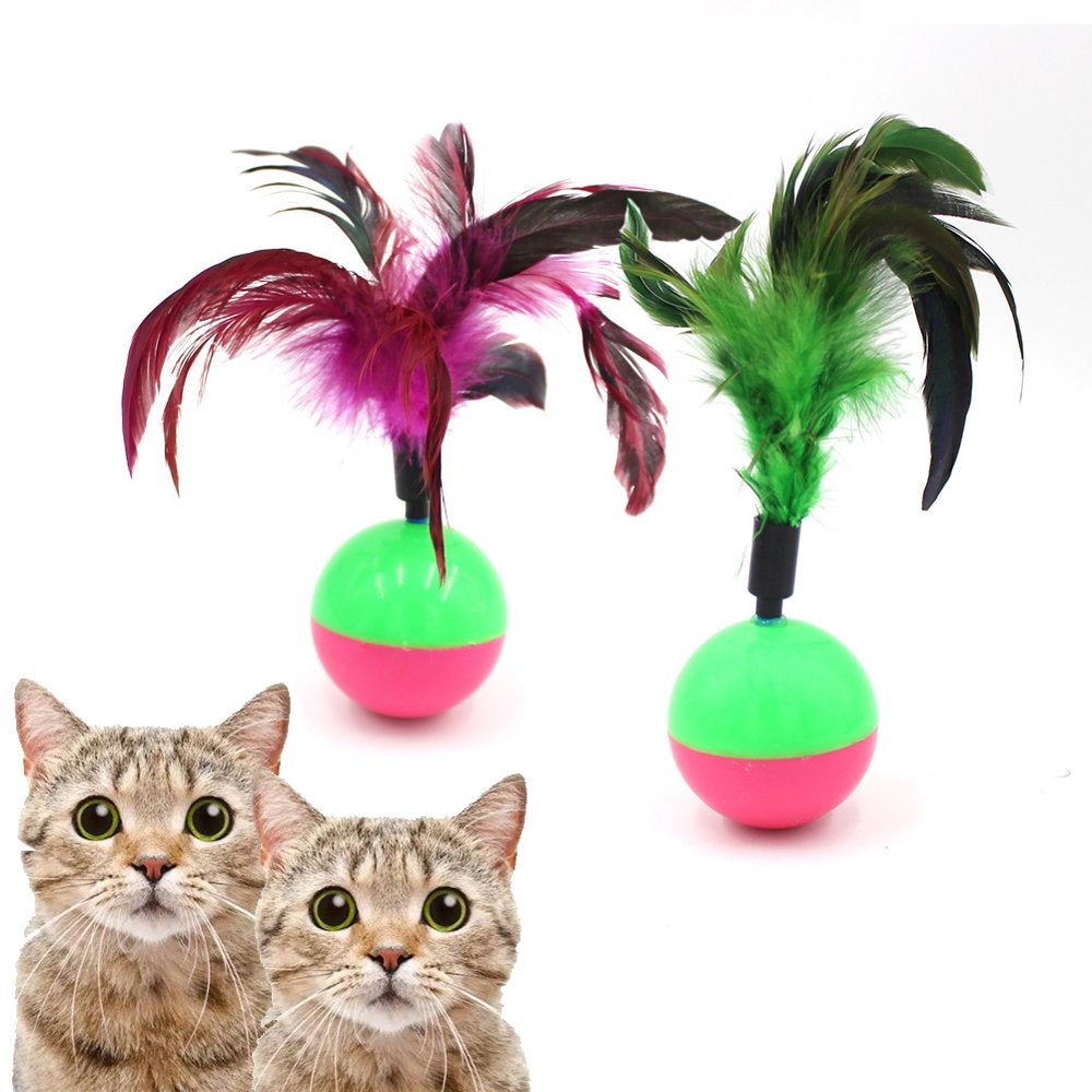 Feelers Cat Toy Tumbler, Feather Cat Toy for Cat Kitten Indoor Exercise, Cat Interactive Ball Toys, 1 PCS Animals & Pet Supplies > Pet Supplies > Cat Supplies > Cat Toys Feelers 2  