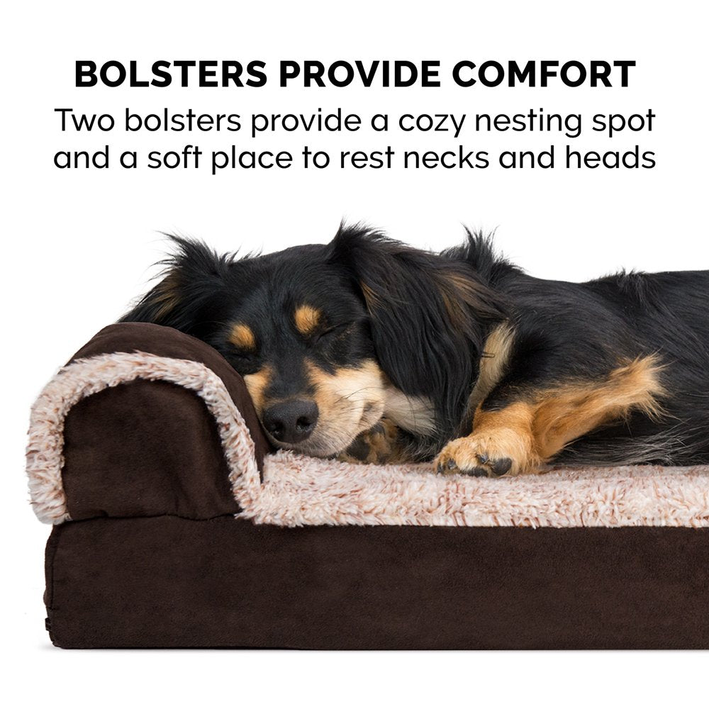 Furhaven Pet Products | Faux Fur & Suede Chaise Lounge Pillow Sofa-Style Pet Bed for Dogs & Cats, Espresso, Jumbo Animals & Pet Supplies > Pet Supplies > Cat Supplies > Cat Beds FurHaven Pet   