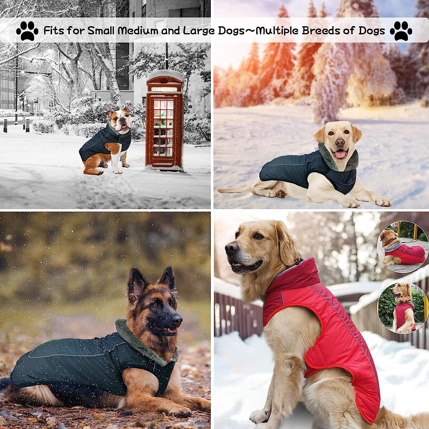 [Upgrade] Dog Winter Coat Thickened Dog Clothes Cozy Reflective Waterproof Dog Winter Jacket Warm Dog Apparel for Cold Weather British Style Fleece Vest Dog Sweater for Medium Large Dogs Animals & Pet Supplies > Pet Supplies > Dog Supplies > Dog Apparel SCPET   