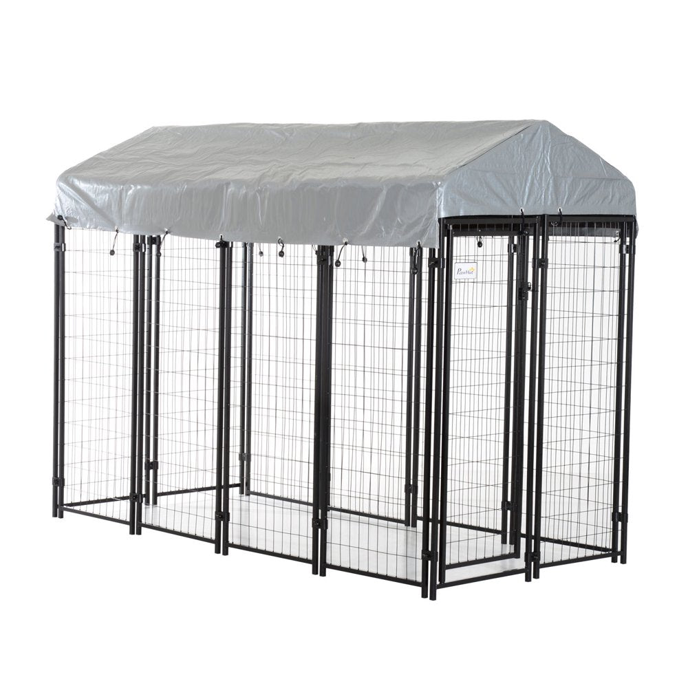 Pawhut Galvanized Steel Fence Dog Kennel, Large, Outdoor Animals & Pet Supplies > Pet Supplies > Dog Supplies > Dog Kennels & Runs Aosom LLC 8' x 4' x 6'  