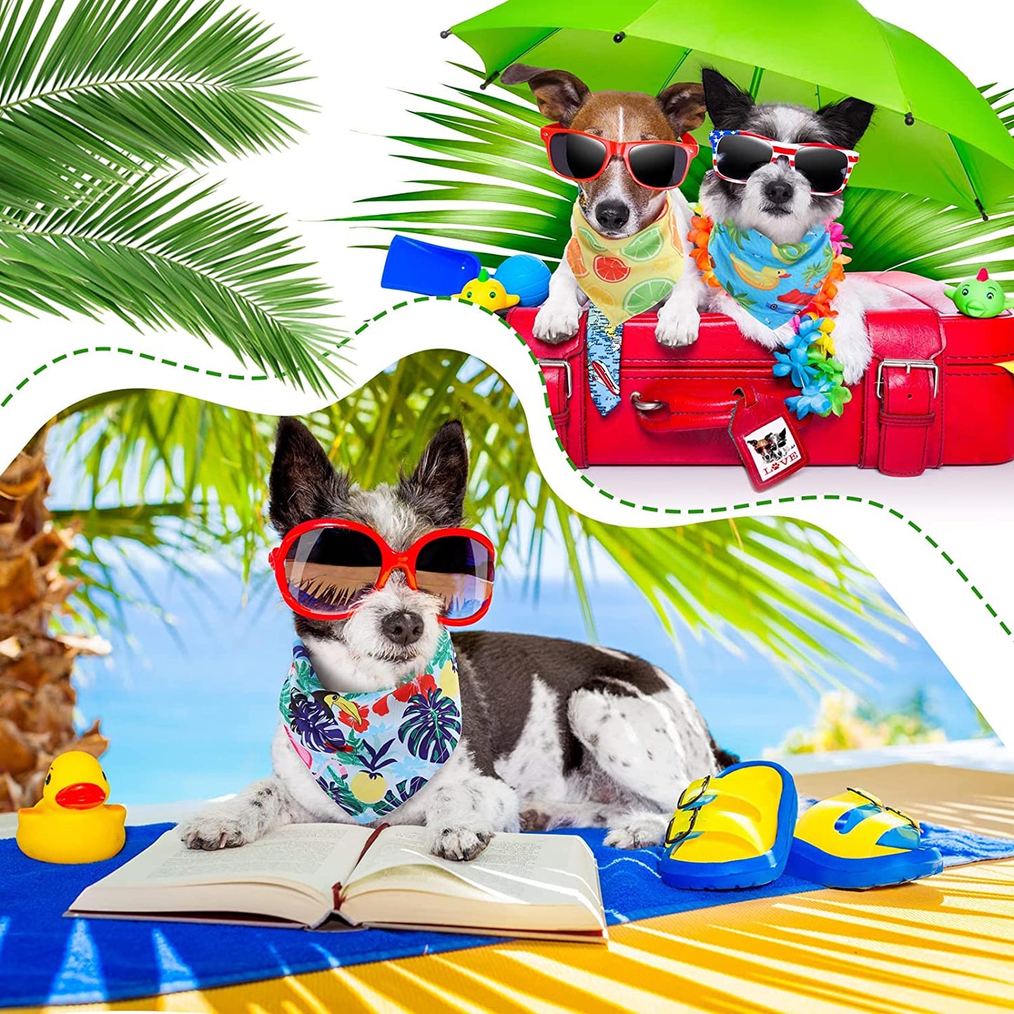 50 Pieces Summer Dog Bandanas Bulk Hawaiian Bandanas Bibs Triangle Dog Scarf Dog Kerchief Set Dog Bandanas with Fruit Leave Flamingo Patterns for Summer Pet Costume Accessories Decoration Animals & Pet Supplies > Pet Supplies > Dog Supplies > Dog Apparel Chunful   