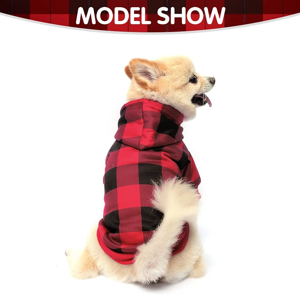 EXPAWLORER Plaid Dog Hoodie Pet Clothes - Warm Soft Dog Sweater with Windproof Hood, Dog Pajamas Sweatshirt, Fall Winter Jacket Coat for Small to Large Dogs, Ideal Gifts for Birthday Animals & Pet Supplies > Pet Supplies > Dog Supplies > Dog Apparel EXPAWLORER   