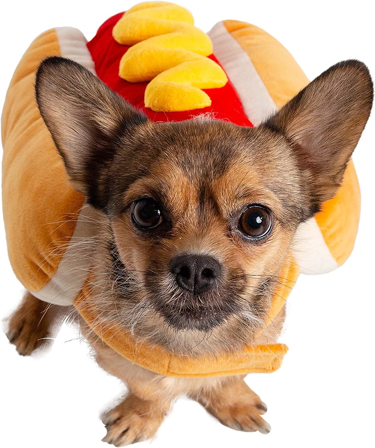 Pet Krewe Hot Dog Costume for Cats and Dogs | Large Pet Wiener Costume for Dogs 1St Birthday, National Cat Day & Celebrations | Halloween Outfit for Small and Large Cats & Dogs Animals & Pet Supplies > Pet Supplies > Dog Supplies > Dog Apparel Pet Krewe Medium  