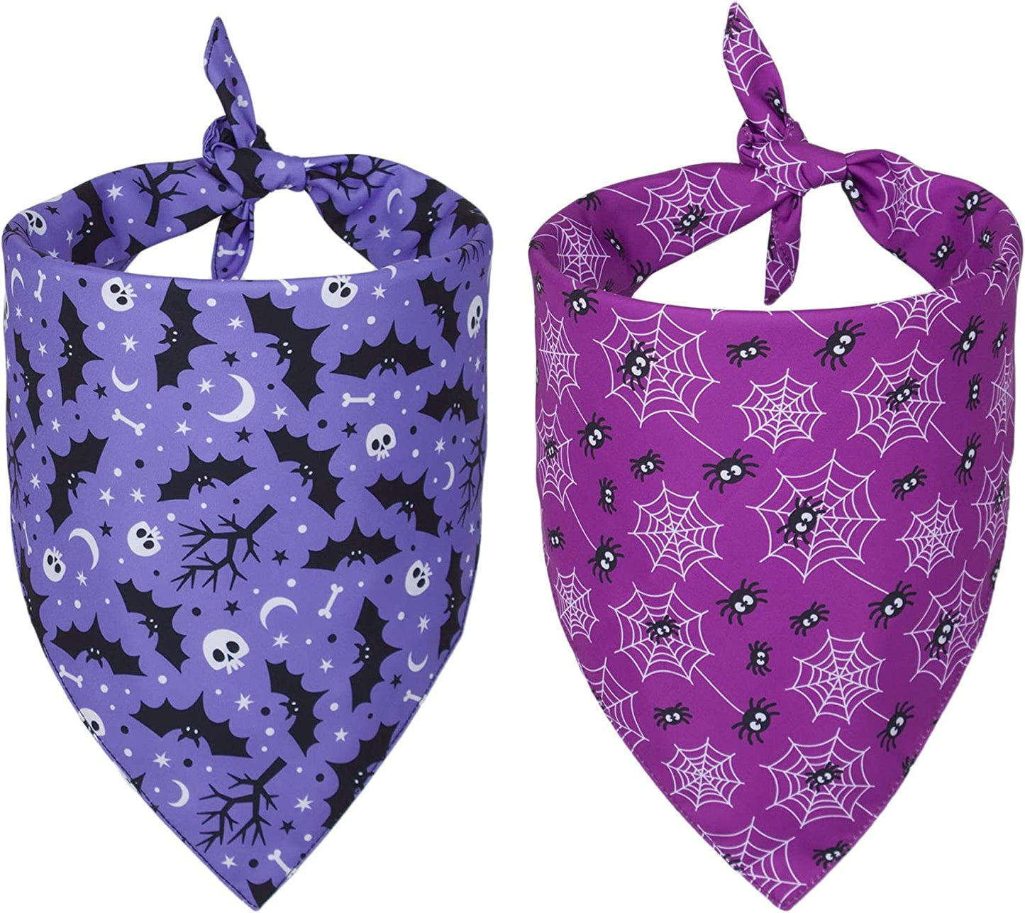 ADOGGYGO 2 Pack Halloween Dog Bandanas, Reversible Triangle Dog Scarf Accessories Halloween Bandanas for Small Medium Large Dogs Pets (Purple) Animals & Pet Supplies > Pet Supplies > Dog Supplies > Dog Apparel ADOGGYGO Purple  