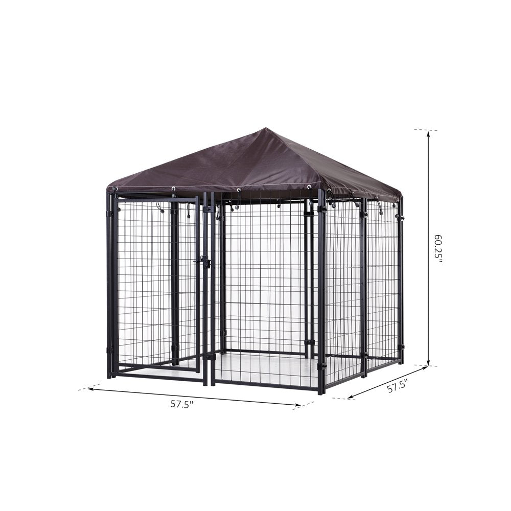 Pawhut Lockable Dog House Kennel with Water-Resistant Roof for Small and Medium Sized Pets, 4.7' X 4.7' X 5' Animals & Pet Supplies > Pet Supplies > Dog Supplies > Dog Kennels & Runs Aosom LLC   