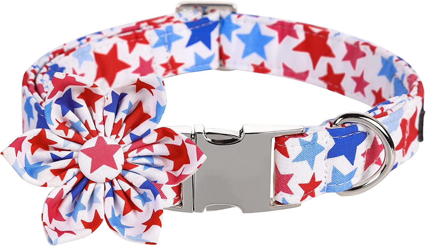 ARING PET Bowtie Dog Collar, Adorable Green Grid Dog Collars with Detachable Bow, Adjustable Collar Gifts for Small Medium Large and Girl Boy Dogs Animals & Pet Supplies > Pet Supplies > Dog Supplies > Dog Apparel ARING PET B:America star S (Pack of 1) 