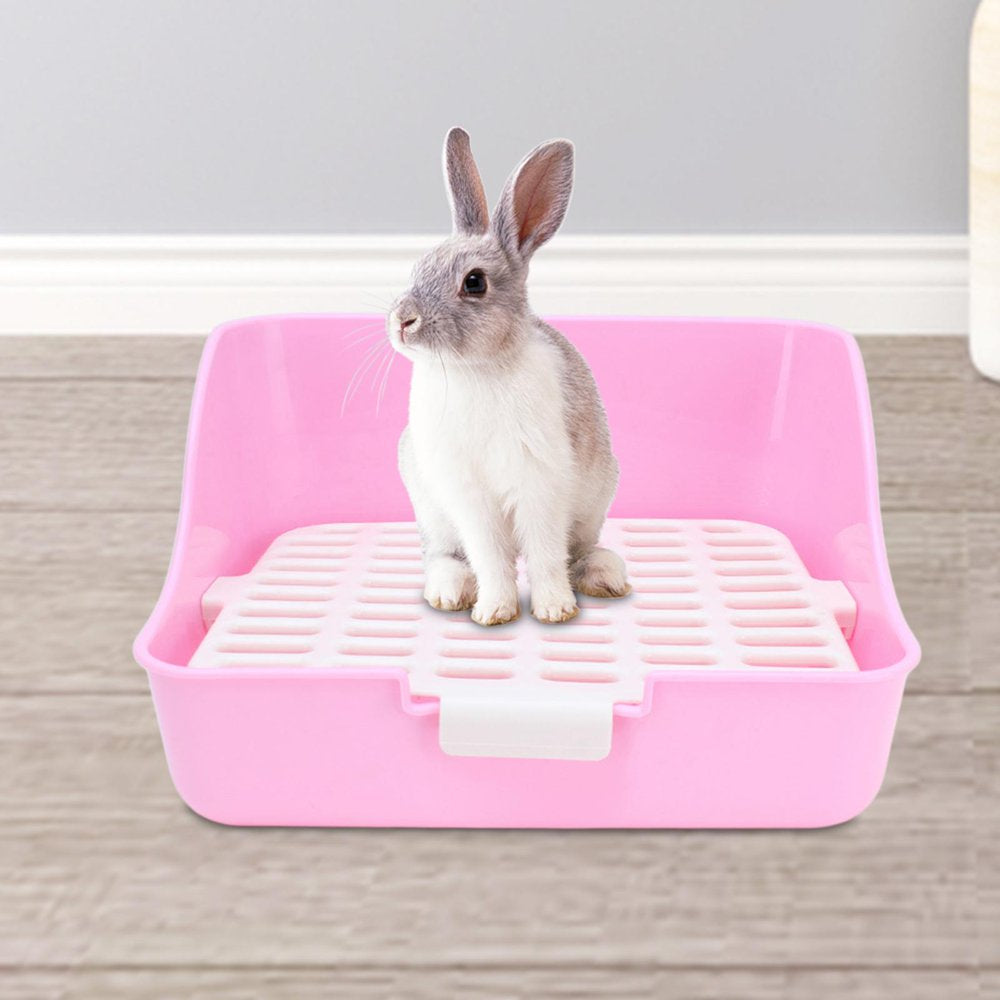 Small Animal Rabbit Litter Box Toilet Tray, Bedding Cage Cleaning Tool Pink 11X7.9X7.5In Animals & Pet Supplies > Pet Supplies > Small Animal Supplies > Small Animal Bedding perfeclan Pink 11x11x8in  