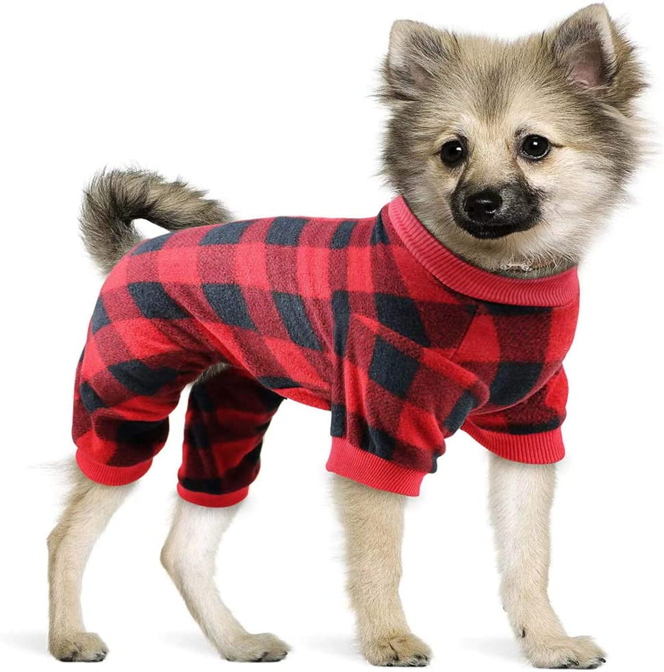 Red Plaid Dog Pajamas Soft Flannel Pjs for Dog Pet Clothes Warm and Cozy (S) Animals & Pet Supplies > Pet Supplies > Dog Supplies > Dog Apparel Mtliepte X-Small  