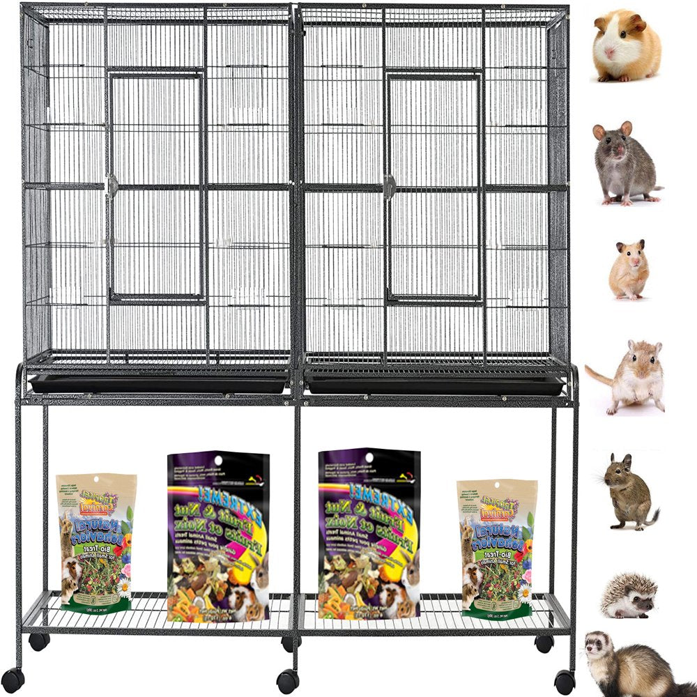 Double EXTRA LARGE 4-Level Center Divider Small Animal Critter Habitat Hamster House Guinea Pig Home Mouse Rats Rolling Cage Tight 1/2-Inch Wire Spacing for Ferret Chinchilla Sugar Glider Mice Gerbil Animals & Pet Supplies > Pet Supplies > Small Animal Supplies > Small Animal Habitats & Cages Mcage   