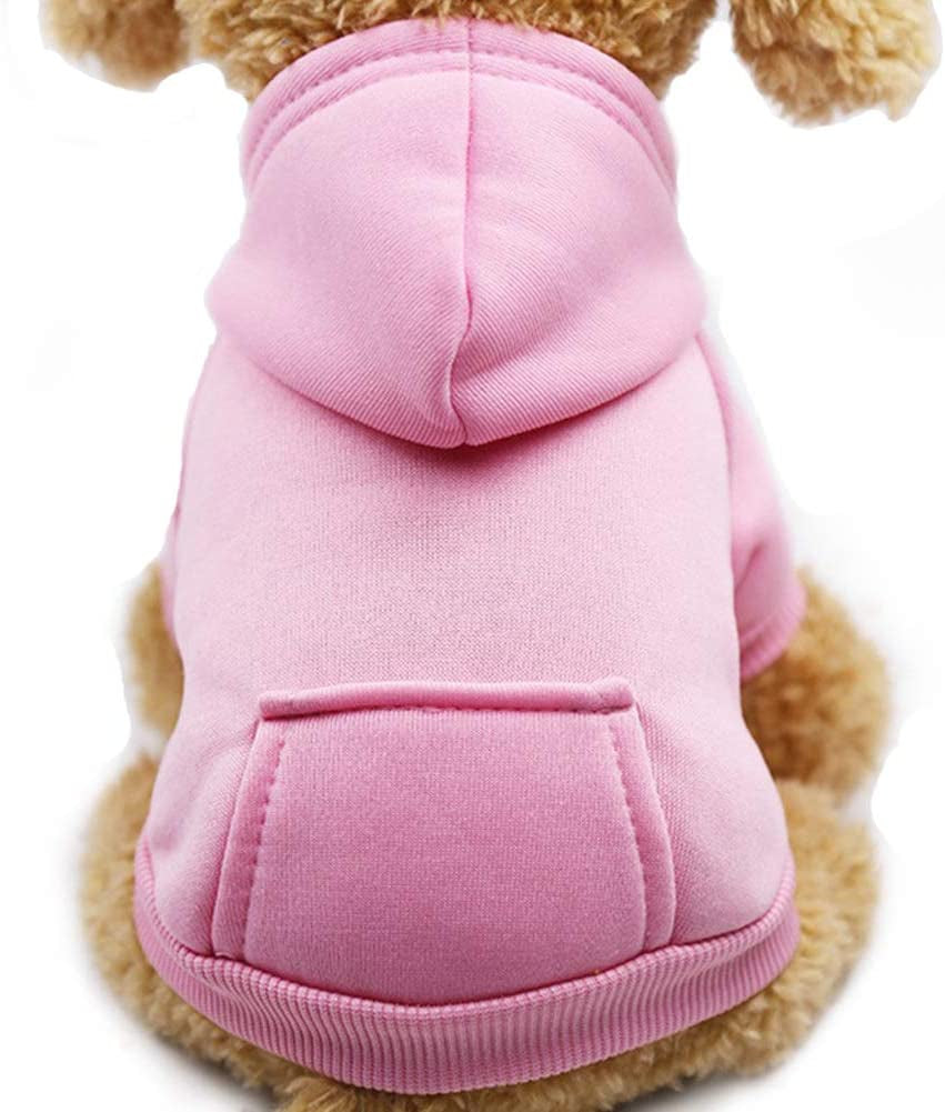 Jecikelon Winter Dog Hoodie Sweatshirts with Pockets Warm Dog Clothes for Small Dogs Chihuahua Coat Clothing Puppy Cat Custume (Medium, Orange) Animals & Pet Supplies > Pet Supplies > Dog Supplies > Dog Apparel Jecikelon Pink Medium 