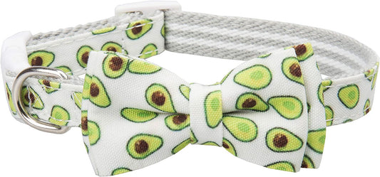 Gyapet Dog Collar with Bow Tie Snap Puppy Boy & Girl Adjustable Cute Pattern Small Medium Large Pet Green Avocado S Animals & Pet Supplies > Pet Supplies > Dog Supplies > Dog Apparel Gyapet C Avocado-Collar S: W-0.6"/L-9.5"~13.5" 