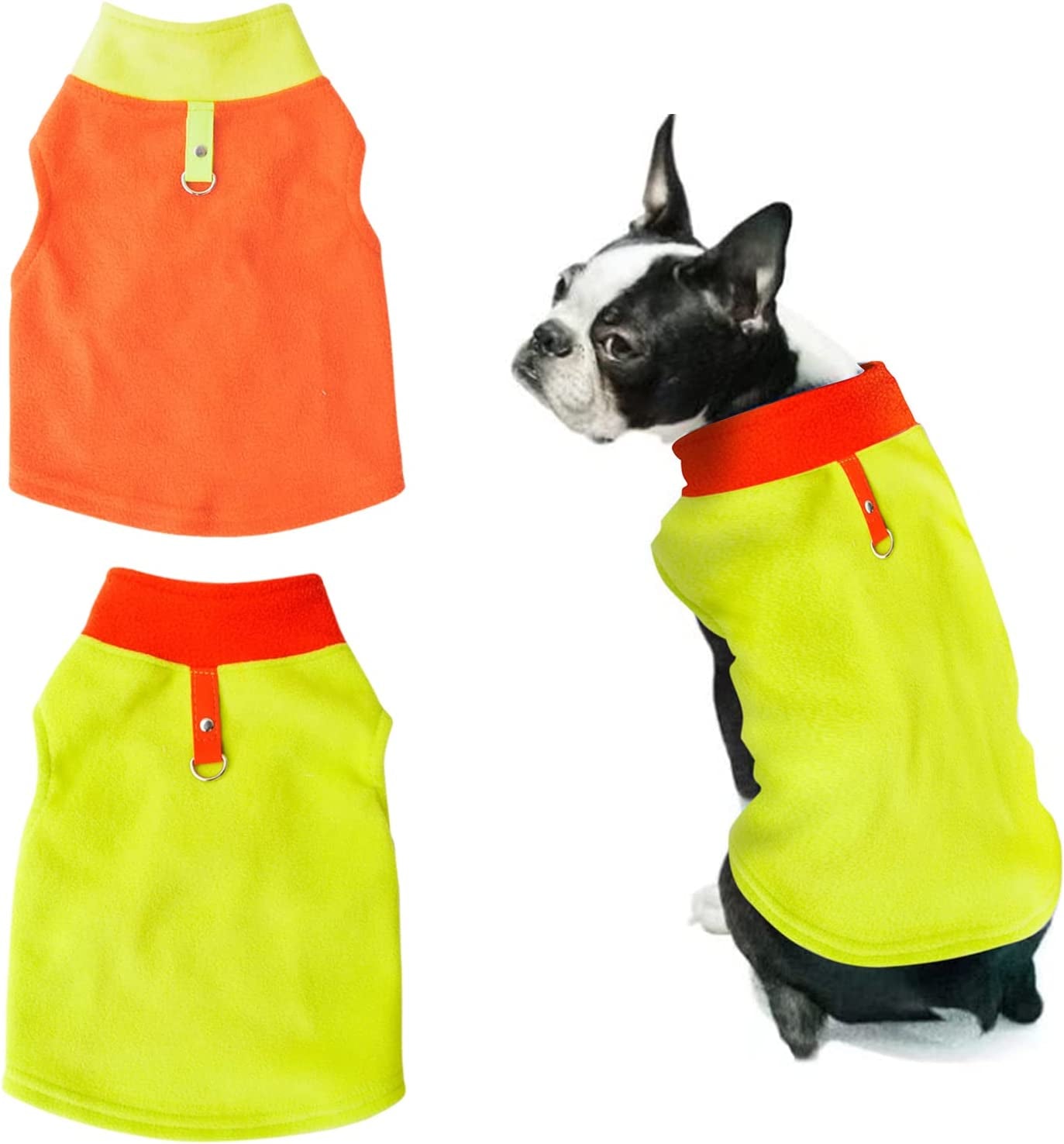 Pack of 2 Dog Sweater with Leash Ring Warm Dog Fleece Vest Dog Pullover Jacket Winter Dog Clothes for Puppy Small Dogs Cats Chihuahua (S, Star) Animals & Pet Supplies > Pet Supplies > Dog Supplies > Dog Apparel K ERATISNIK Solid Color L 