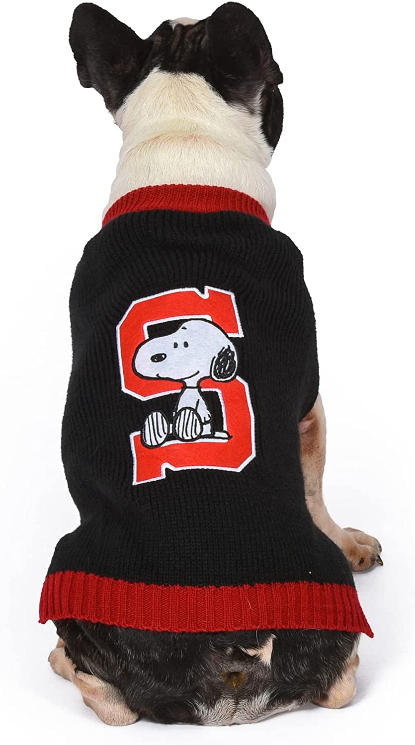 Peanuts for Pets Comics Snoopy Collegiate Dog Sweater, Small | Soft and Comfortable Dog Apparel Dog Clothing Dog Shirt | Snoopy Small Dog Sweater, Small Dog Shirt for Small Dogs, Black, (FF20072) Animals & Pet Supplies > Pet Supplies > Dog Supplies > Dog Apparel Fetch for Pets   