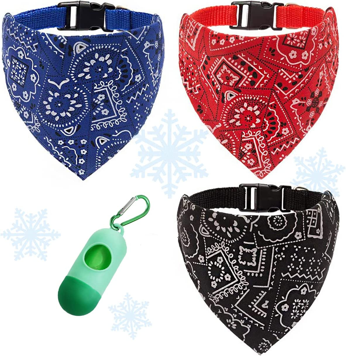 Alpha Tail Supplies Dog Bandana Collar Scarf | for Dog, Puppy & Cat | Small, Medium & Large Adjustable Collars | Handkerchief Colors Include Red, Blue & Black | 1 Poop Bag Roll & 1 Dispenser Animals & Pet Supplies > Pet Supplies > Dog Supplies > Dog Apparel Alpha Tail Supplies Small  