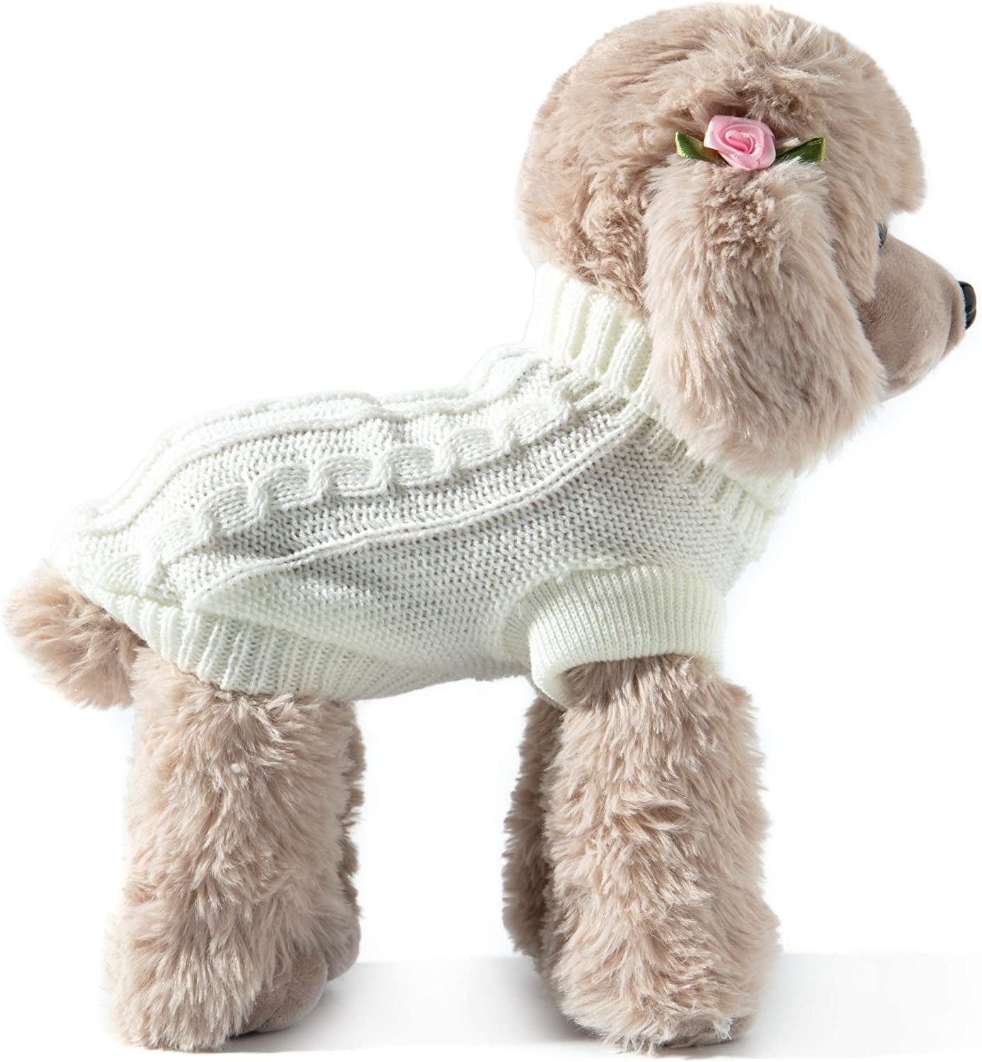 Small Dog and Cat Classic Sweater Knitwear Knitted Sweater Clothes (8", White) Animals & Pet Supplies > Pet Supplies > Dog Supplies > Dog Apparel EmmaWu   