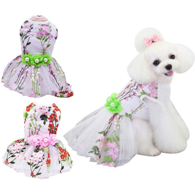 Dog Dress, 2Pcs Fashion Pet Spring Dresses Apparel Clothes, Puppy Shirts Vest Skirt for Small Dogs and Cats in Wedding Holiday Animals & Pet Supplies > Pet Supplies > Cat Supplies > Cat Apparel FYCONE L A 