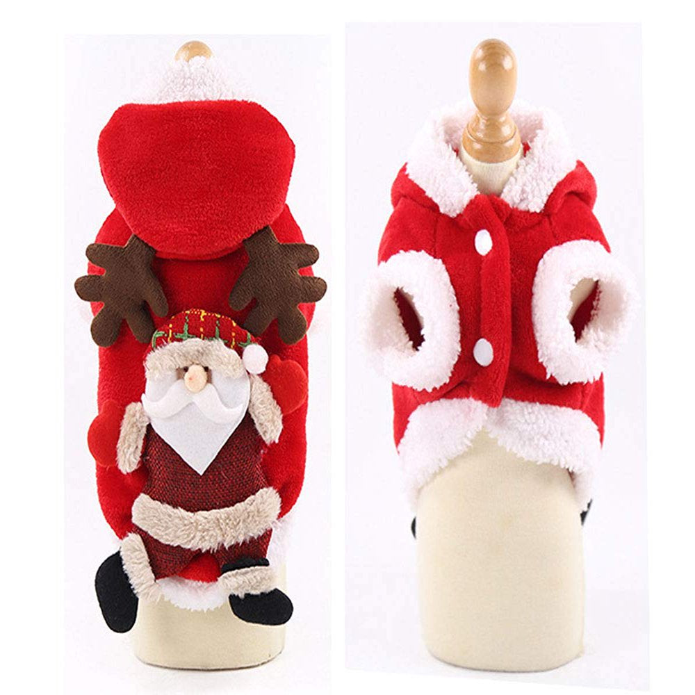 Reactionnx Santa Dog Costume Christmas Pet Clothes Winter Hoodie Coat Clothes Pet Clothing for Small Dogs & Cats Winter Coat Warm Clothes Christmas Holiday Apparel Outfit Animals & Pet Supplies > Pet Supplies > Cat Supplies > Cat Apparel Reactionnx   