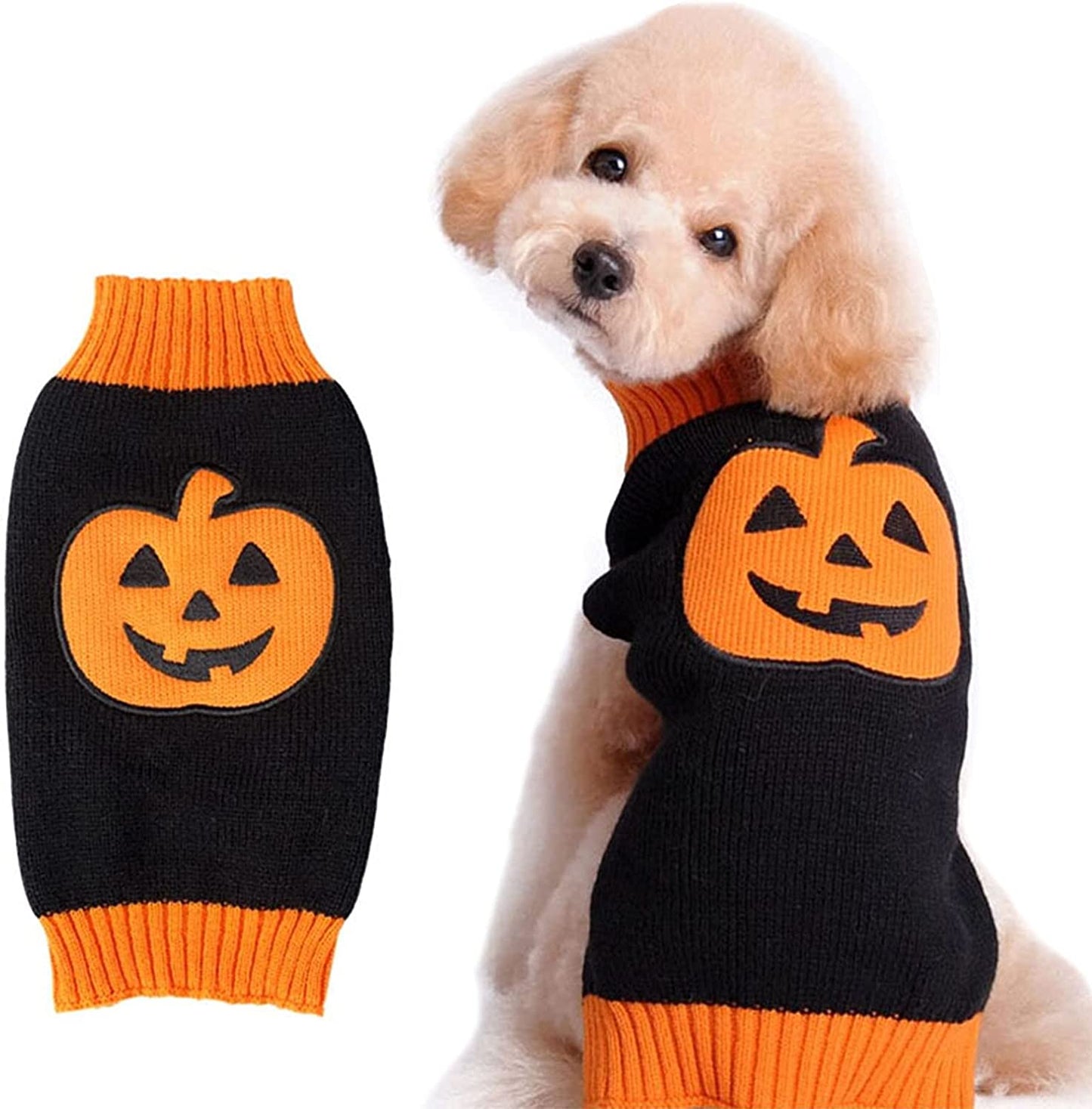 PETCARE Halloween Dog Sweater Ugly Funny Pumpkin Puppy Sweaters Halloween Costumes for Small Medium Large Dogs Cats Fall Winter Warm Soft Knit Vest Pet Dog Cat Kitten Clothes Big Dog Outfits Animals & Pet Supplies > Pet Supplies > Dog Supplies > Dog Apparel Yi Wu Shi Jia Chong Dian Zi Shang Wu Shang Hang black S (Fits 6-9 lbs) 