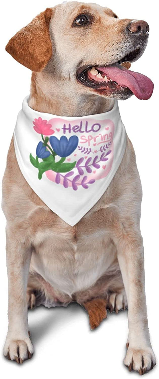 Floral Labels Hello Spring Blue Pet Dog and Cat Decorative Triangle Scarf,Dog Bandana,Breathable and Stain Resistant. Animals & Pet Supplies > Pet Supplies > Dog Supplies > Dog Apparel ZALTAS   