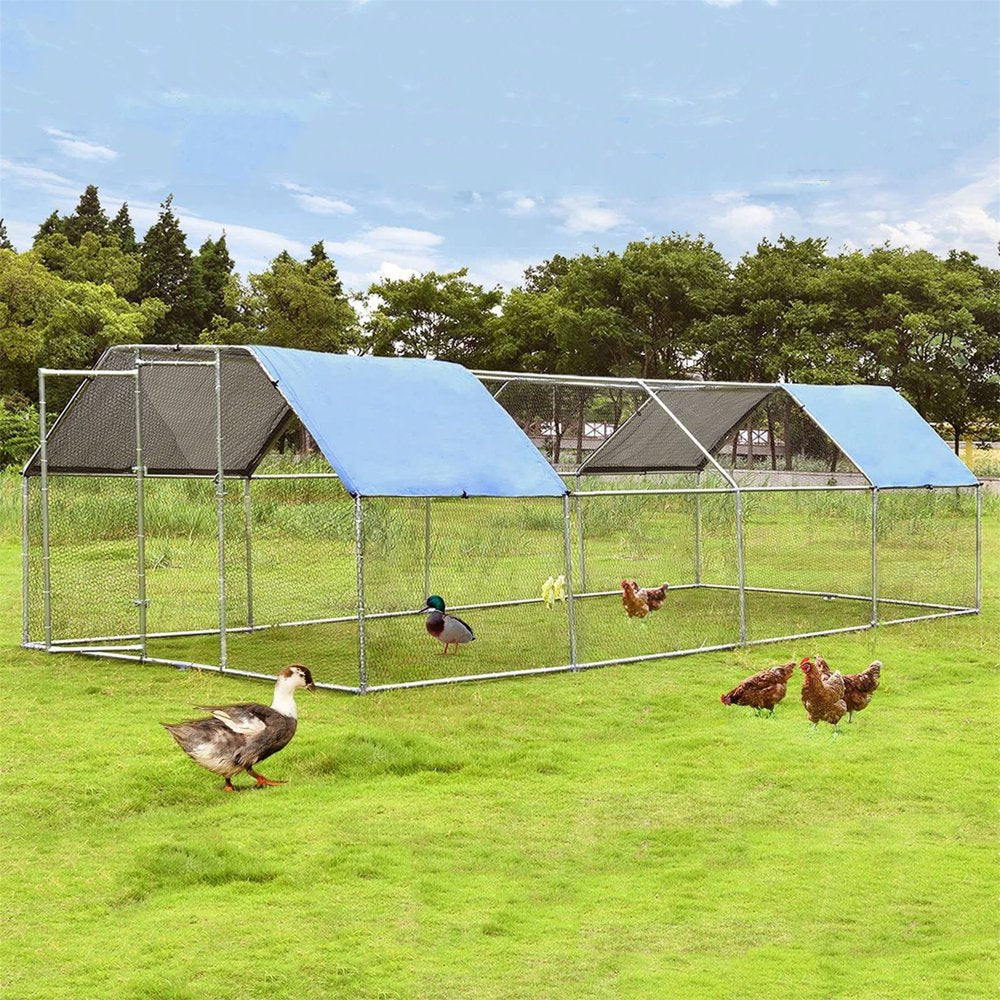 Aukfa Chicken Coop- 25 FT Large Outdoor Chicken Run- Heavy Duty Metal Frame- Flat Roofed Animals & Pet Supplies > Pet Supplies > Dog Supplies > Dog Kennels & Runs AUKFA   