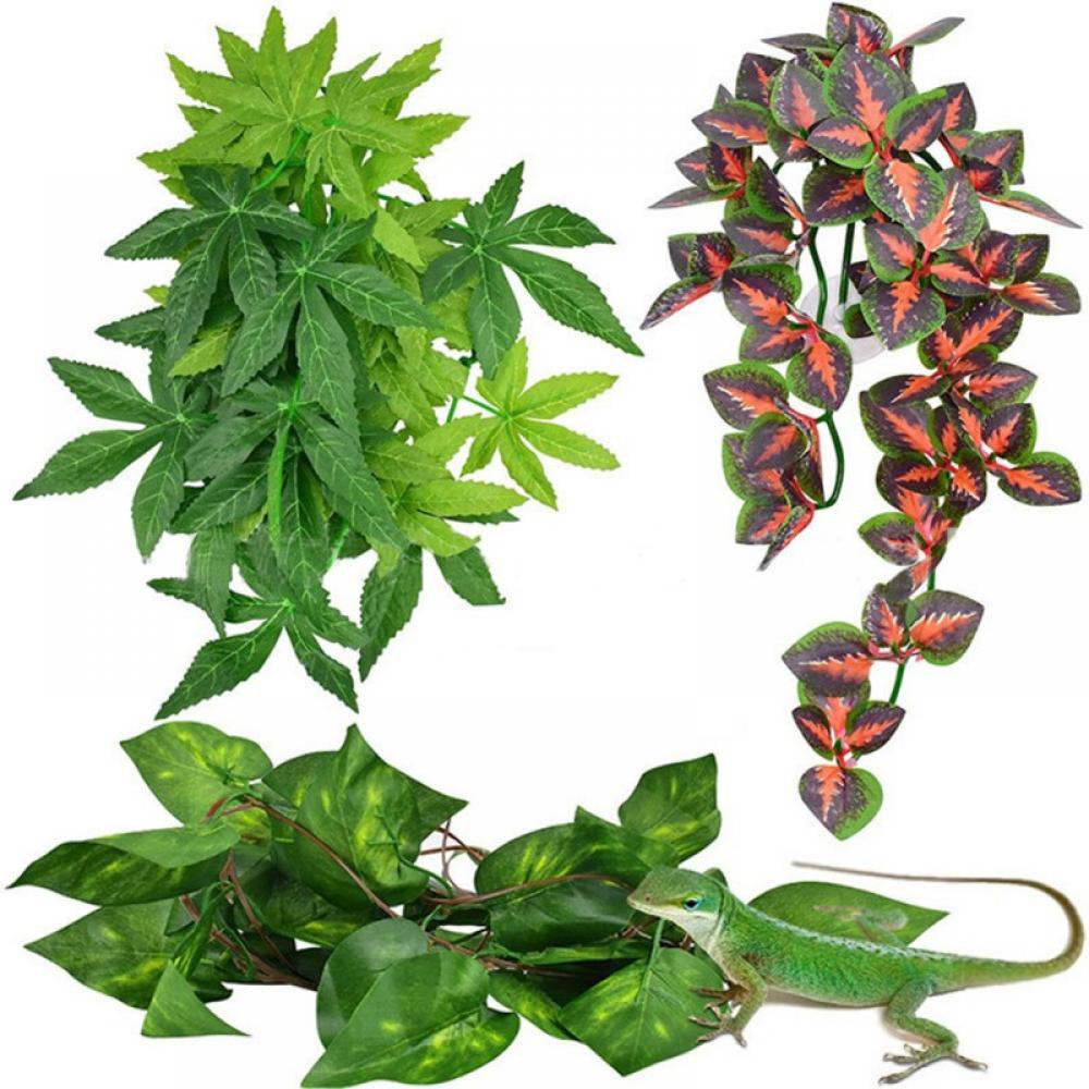 Summark Reptile Plants Amphibian Hanging Plants for Lizards Geckos Bearded Dragons Snake Hermit Crab Tank Pets Habitat Decorations Animals & Pet Supplies > Pet Supplies > Small Animal Supplies > Small Animal Habitat Accessories Sunmark Style 01  