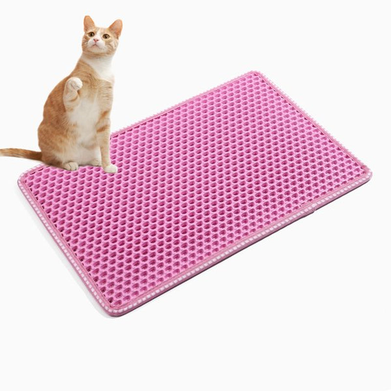 Goorabbit Durable Honeycomb Cat Litter Box Mat, Water Resistant, Traps Litter from Box, Helps to Waste Less Litter on Floors, Scatter Control, Double Layered, Soft on Cat Paws, Easy Clean Animals & Pet Supplies > Pet Supplies > Cat Supplies > Cat Litter Box Mats Goorabbit Pink  