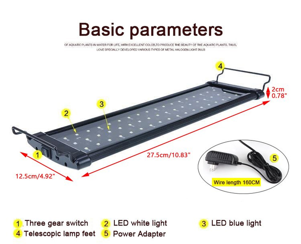 Motor Genic 12"-48" LED Light Aquarium Fish Tank 0.5W Full Spectrum Plant Marine Animals & Pet Supplies > Pet Supplies > Fish Supplies > Aquarium Lighting Motor Genic   