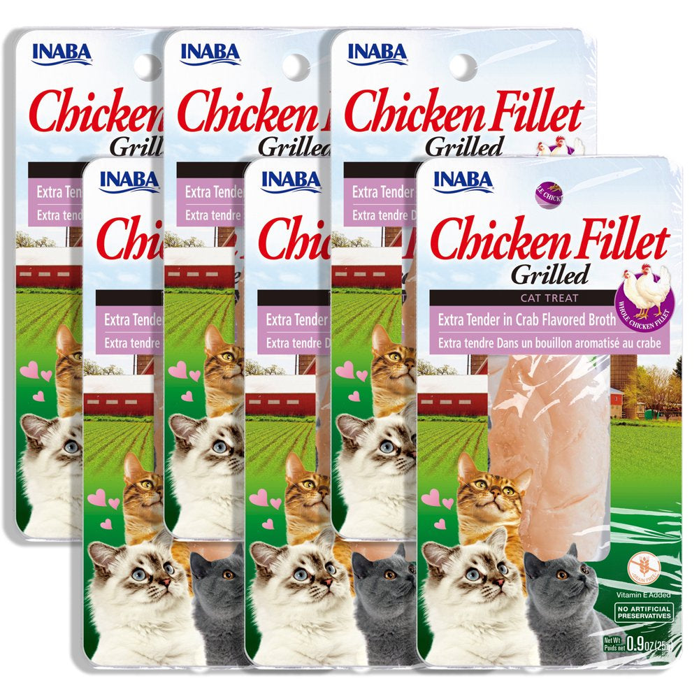 INABA Premium Hand-Cut Grilled Chicken Fillet Cat Treats W Vitamin E, 0.9 Oz, 6-Pack, Scallop Broth Animals & Pet Supplies > Pet Supplies > Cat Supplies > Cat Treats Inaba Foods (USA) Inc. Extra Tender Crab Broth  