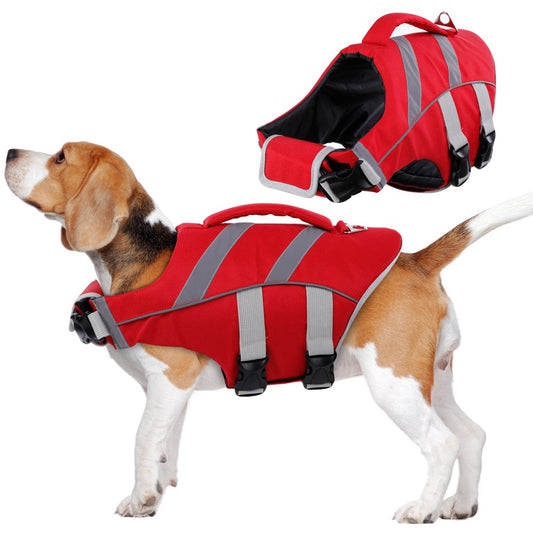 BRKURLEG Dog Life Jacket, Ripstop Dog Safety Vest with Reflective Stripes, Adjustable Pet Lifesaver Swimsuit with Handle for Medium Large Extra Large Dogs Animals & Pet Supplies > Pet Supplies > Dog Supplies > Dog Apparel BRKURLEG XL  
