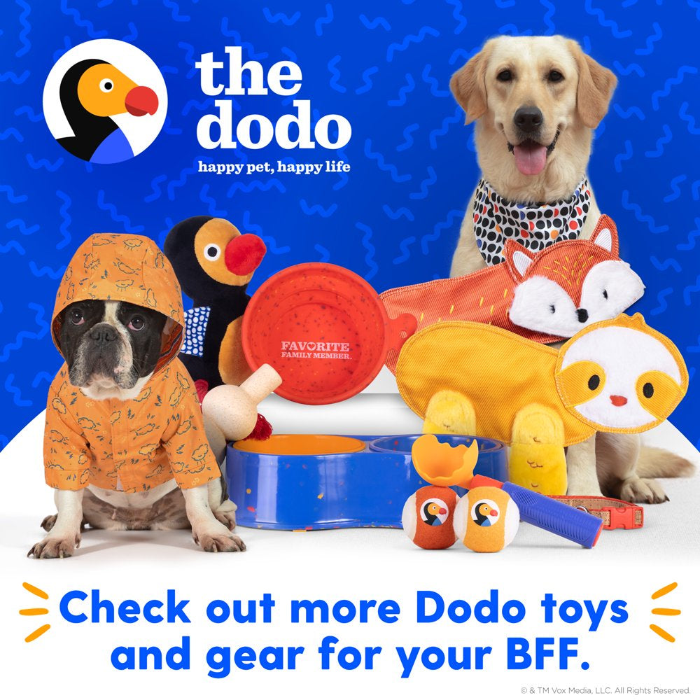 The Dodo Stuffingless Sloth Dog Crinkle Chew Toy, Yellow, Durable Ballistic Nylon Dog Toy