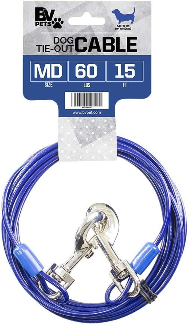 BV Pet Small Tie Out Cable for Dog up to 35 Pound, 25-Feet Animals & Pet Supplies > Pet Supplies > Dog Supplies > Dog Apparel BV D-Blue 60lbs/ 15ft 