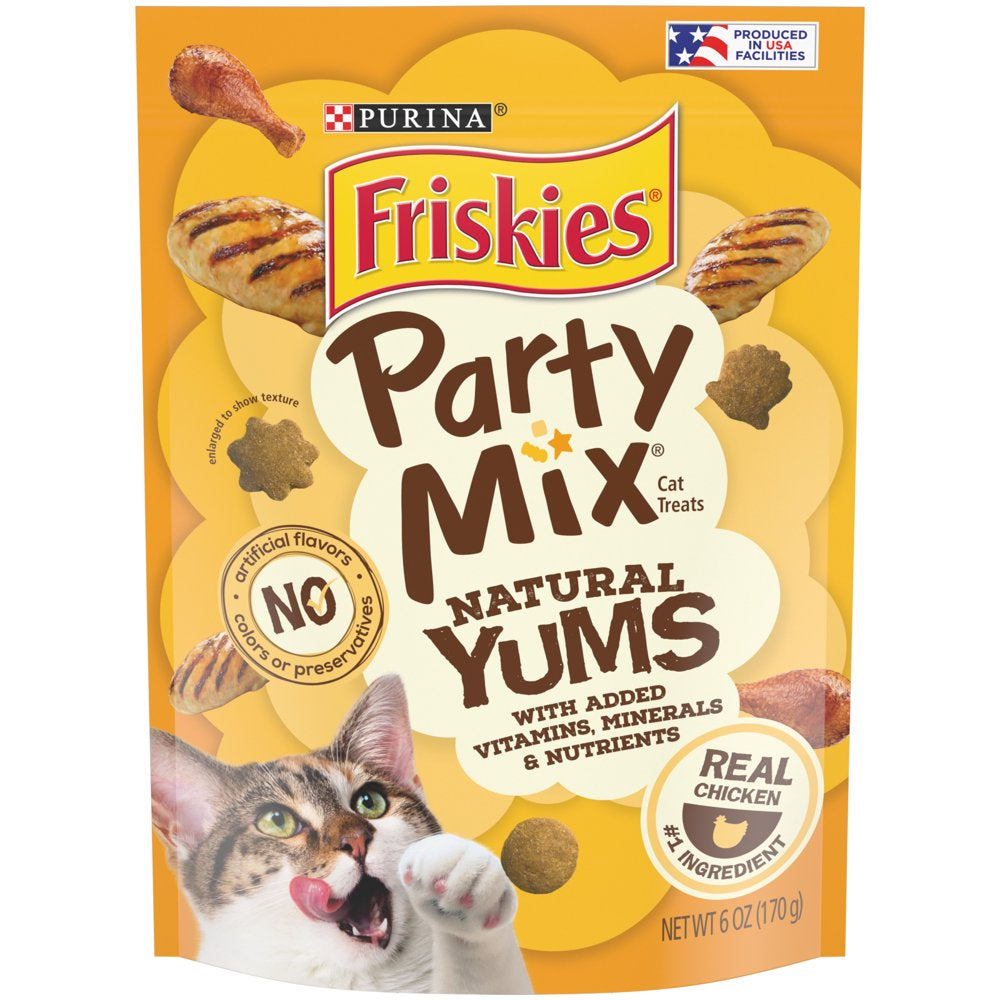 Friskies Natural Cat Treats, Party Mix Natural Yums with Real Chicken & Vitamins, Minerals & Nutrients, 6 Oz. Pouch Animals & Pet Supplies > Pet Supplies > Cat Supplies > Cat Treats Nestlé Purina PetCare Company   