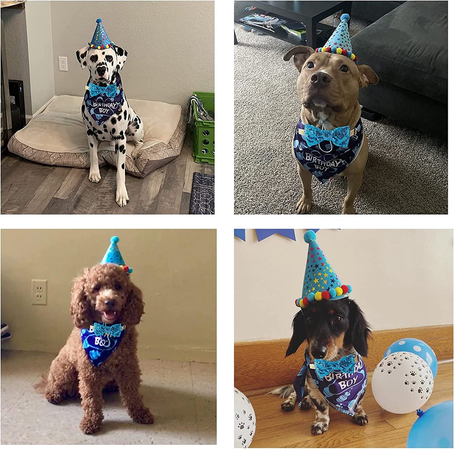 TCBOYING Dog Birthday Party Supplies, Dog Birthday Bandana Hat Boy Scarf with Cute Dog Bow Tie Collar for Small Medium Dog Pet Animals & Pet Supplies > Pet Supplies > Dog Supplies > Dog Apparel TCBOYING   