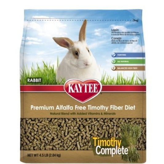 Kaytee Timothy Complete Alfalfa Free Fiber Diet Rabbit Food, 4.5 Lb