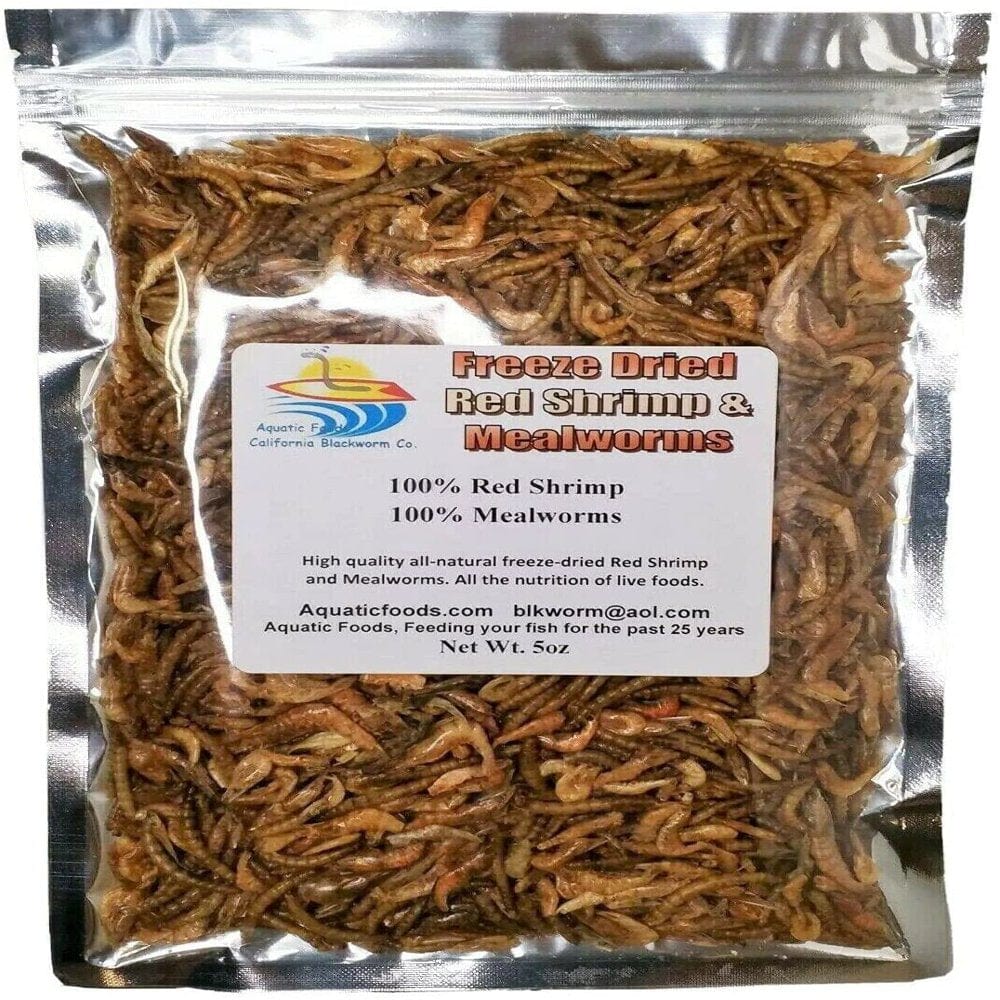 5Oz. Freeze Dried Red Shrimp & Mealworm Medley Food for Aquatic Turtles, Reptiles & Amphibians, Larger Tropical Fish, Koi & Pond Fish. 5Oz Bag Animals & Pet Supplies > Pet Supplies > Reptile & Amphibian Supplies > Reptile & Amphibian Food Aquatic Foods Inc.   