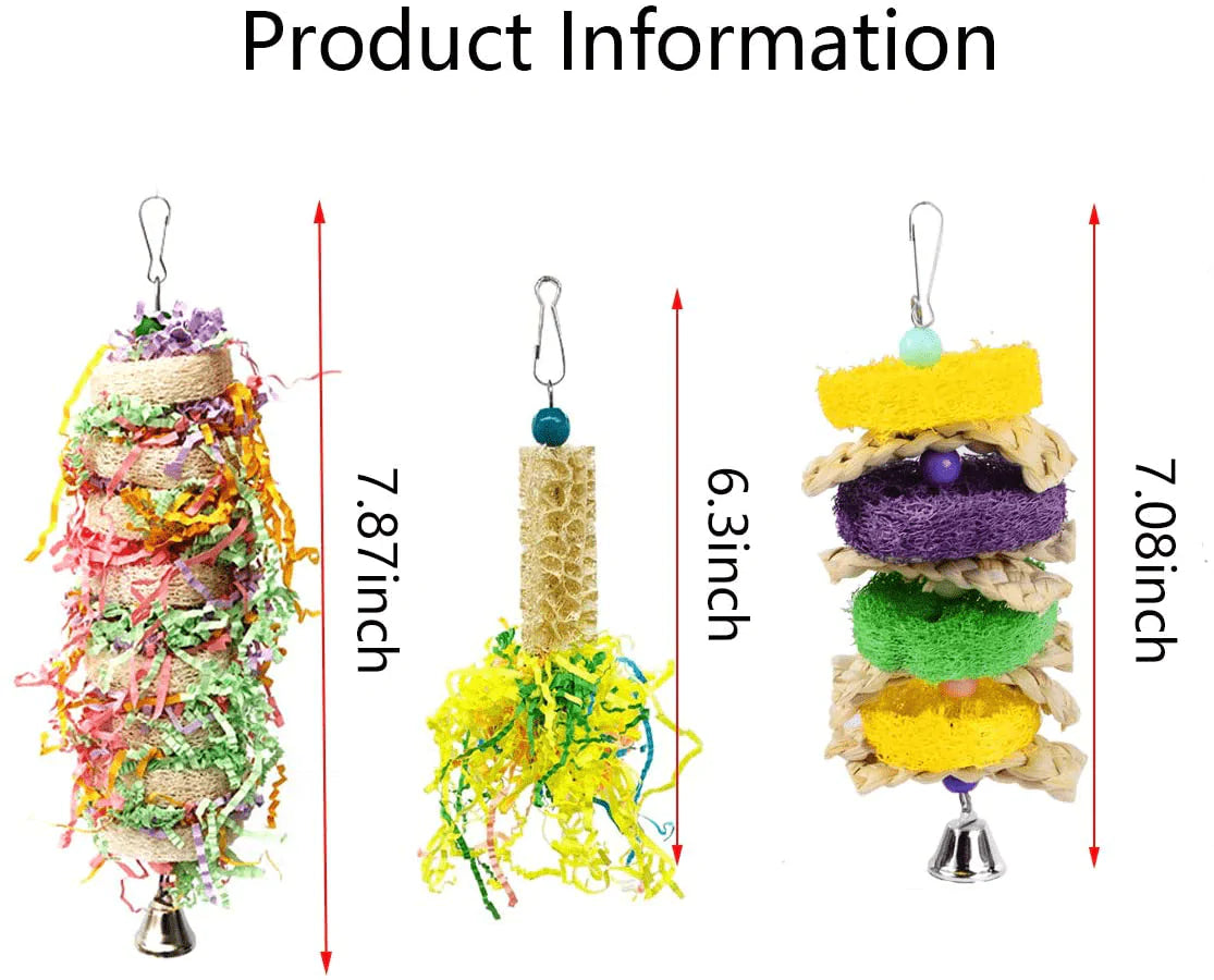 5Pcs Bird Shredding Toys for Parakeet Cockatiel Conure Bird Parrot Loofah Toys Parakeet Chewing Toys Parrot Shredder Toys Bird Foraging Toys Bird Cage Accessories for Small Medium Parrots Animals & Pet Supplies > Pet Supplies > Bird Supplies > Bird Toys Vehomy   