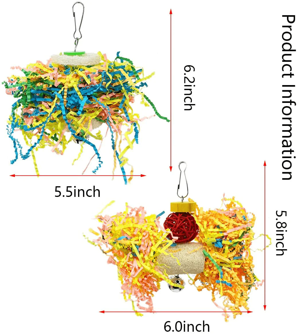 5Pcs Bird Shredding Toys for Parakeet Cockatiel Conure Bird Parrot Loofah Toys Parakeet Chewing Toys Parrot Shredder Toys Bird Foraging Toys Bird Cage Accessories for Small Medium Parrots Animals & Pet Supplies > Pet Supplies > Bird Supplies > Bird Toys Vehomy   