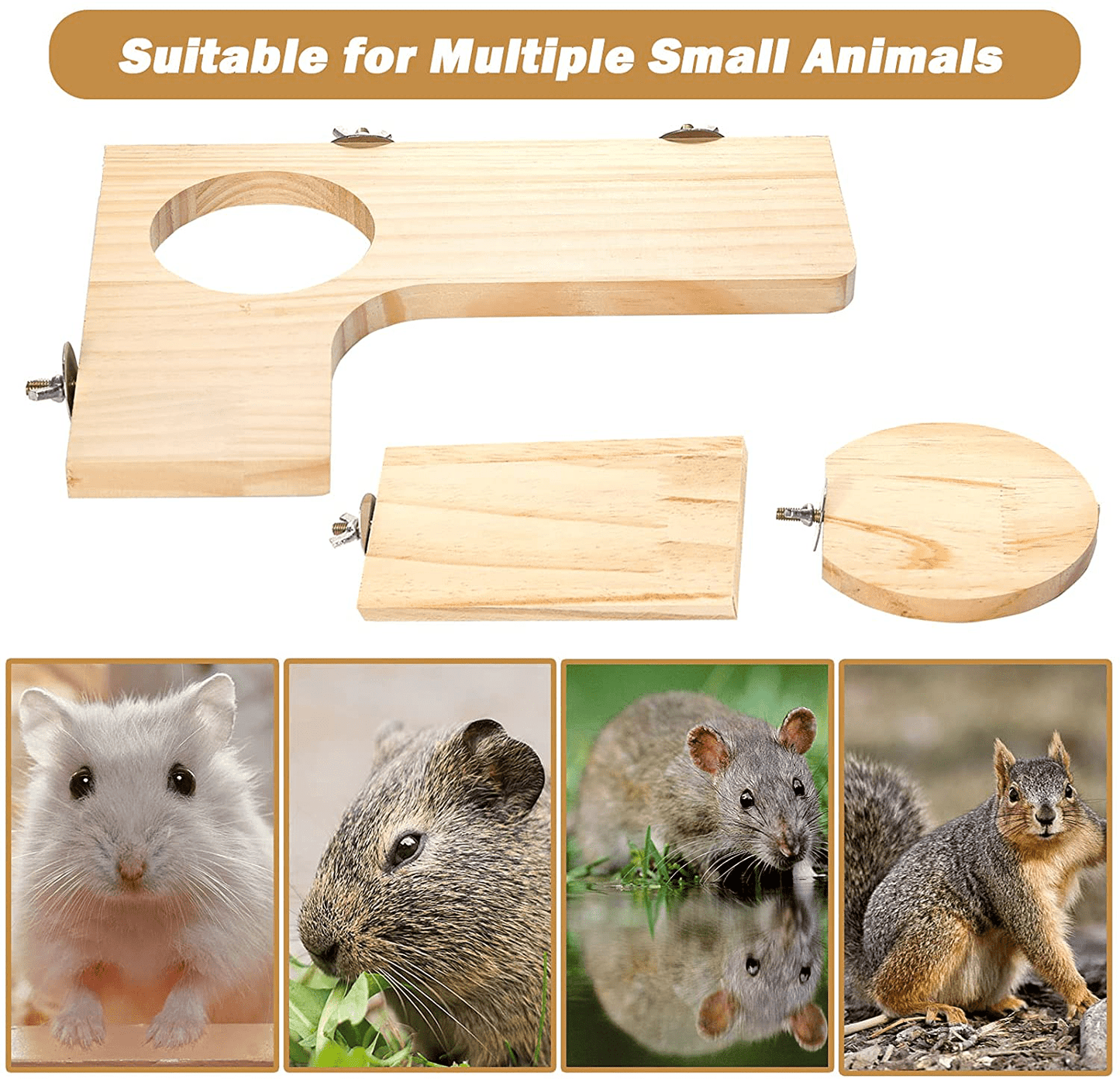 5Pcs Hamster Cage Platform Wooden Accessories Chinchilla L-Shaped round Hole Playing Platform, Non-Toxic Wooden Pedal Toys Provide a Habitat for Small Animal & Birds, Suit Able for Squirrel Gerbil Animals & Pet Supplies > Pet Supplies > Small Animal Supplies > Small Animal Habitat Accessories X-pet   