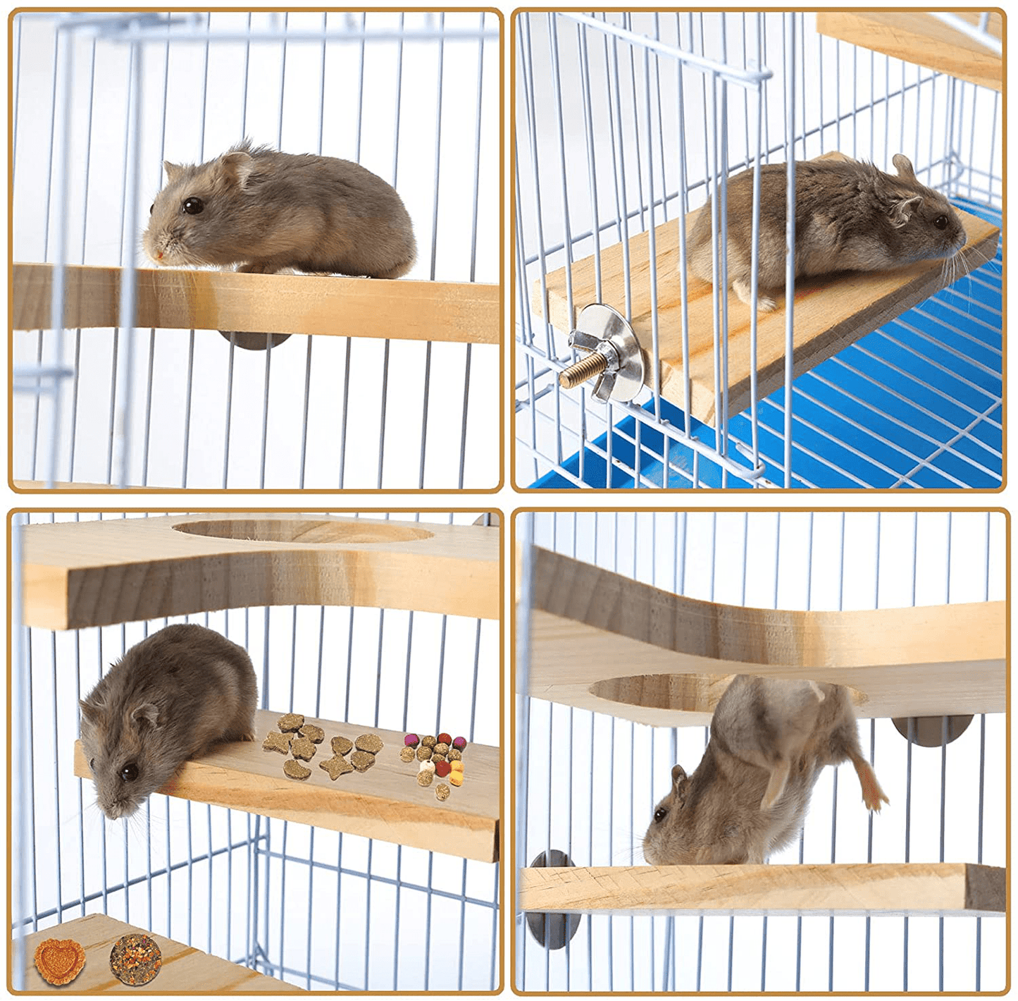 5Pcs Hamster Cage Platform Wooden Accessories Chinchilla L-Shaped round Hole Playing Platform, Non-Toxic Wooden Pedal Toys Provide a Habitat for Small Animal & Birds, Suit Able for Squirrel Gerbil Animals & Pet Supplies > Pet Supplies > Small Animal Supplies > Small Animal Habitat Accessories X-pet   