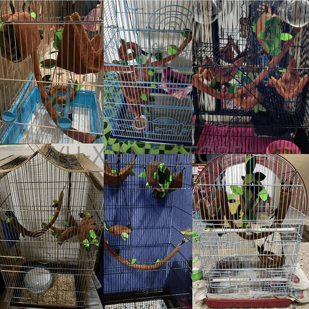 5Pcs Hamster Hammock Small Animals Hanging Warm Bed House Cage Nest Accessories Forest Pattern Cage Toy Leaf Hanging Tunnel and Swing for Sugar Glider Squirrel Hamster Playing Sleeping Animals & Pet Supplies > Pet Supplies > Small Animal Supplies > Small Animal Habitat Accessories ISMARTEN   
